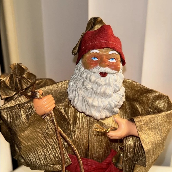 Vtg Crinkled Paper Mache/Ceramic Santa Tree Topper w/Cone Bottom - Picture 3 of 9